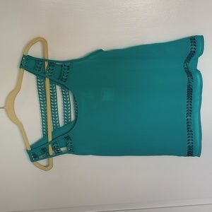 NWT E & M turquoise sheer boho top